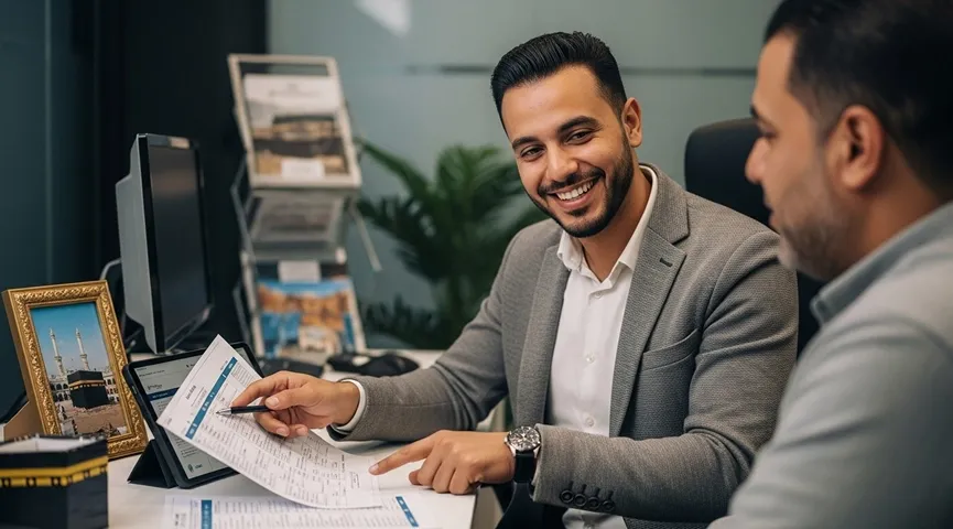 مسافر مع كاميرا وحقيبة سفر